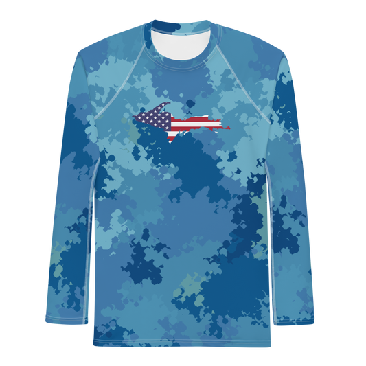 Michigan Upper Peninsula Rash Guard (w/ UP USA Flag) | Men's - Great Lakes Camo