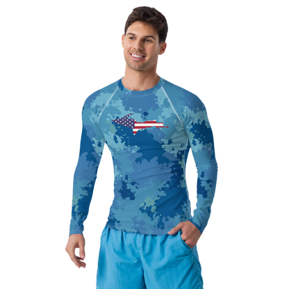 Michigan Upper Peninsula Rash Guard (w/ UP USA Flag) | Men's - Great Lakes Camo