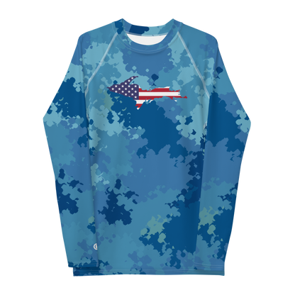 Michigan Upper Peninsula Rash Guard (w/ UP USA Flag) | Men's - Great Lakes Camo