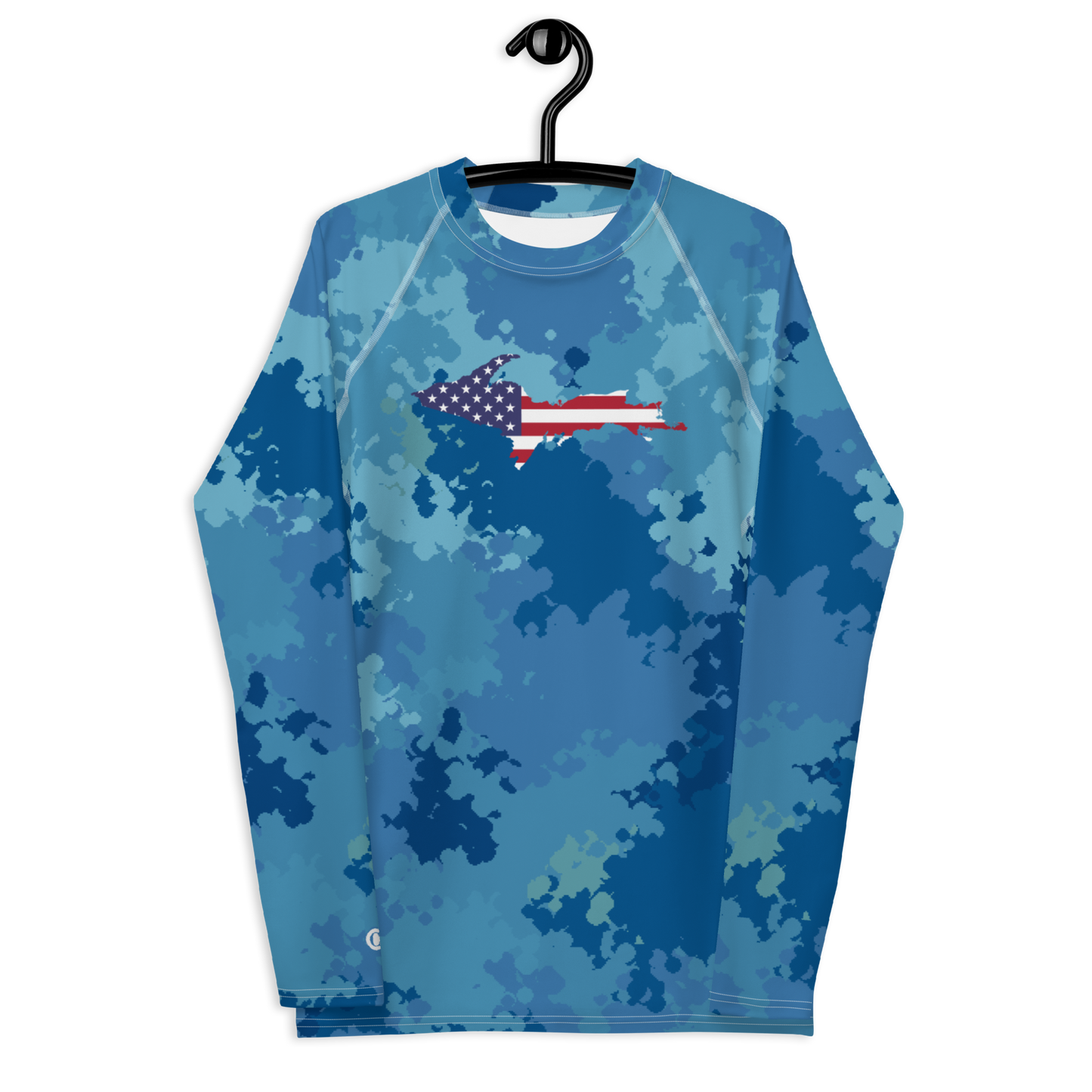 Michigan Upper Peninsula Rash Guard (w/ UP USA Flag) | Men's - Great Lakes Camo