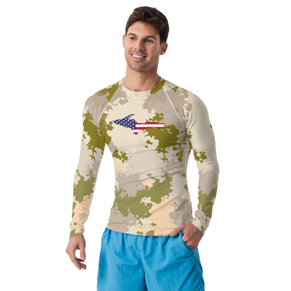 Michigan Upper Peninsula Rash Guard (w/ UP USA Flag) | Men's - Rosy Mound Camo