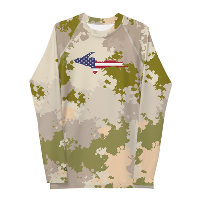 Michigan Upper Peninsula Rash Guard (w/ UP USA Flag) | Men's - Rosy Mound Camo