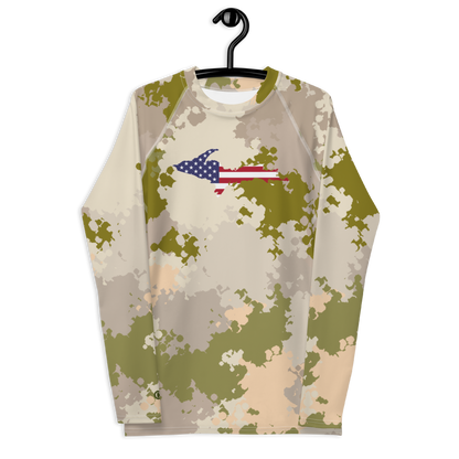 Michigan Upper Peninsula Rash Guard (w/ UP USA Flag) | Men's - Rosy Mound Camo