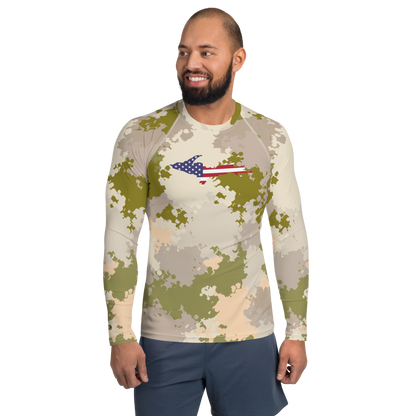 Michigan Upper Peninsula Rash Guard (w/ UP USA Flag) | Men's - Rosy Mound Camo