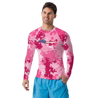 Michigan Upper Peninsula Rash Guard (w/ UP USA Flag) | Men's - Pink Camo