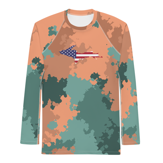 Michigan Upper Peninsula Rash Guard (w/ UP USA Flag) | Men's - Copper Country Camo