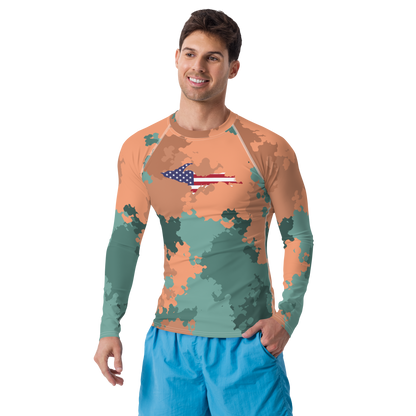 Michigan Upper Peninsula Rash Guard (w/ UP USA Flag) | Men's - Copper Country Camo