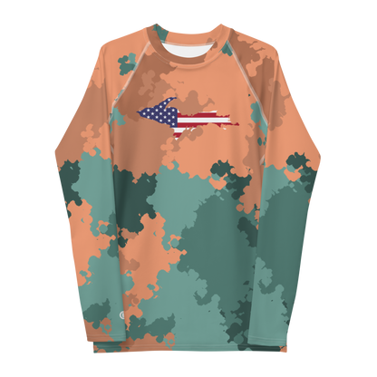 Michigan Upper Peninsula Rash Guard (w/ UP USA Flag) | Men's - Copper Country Camo