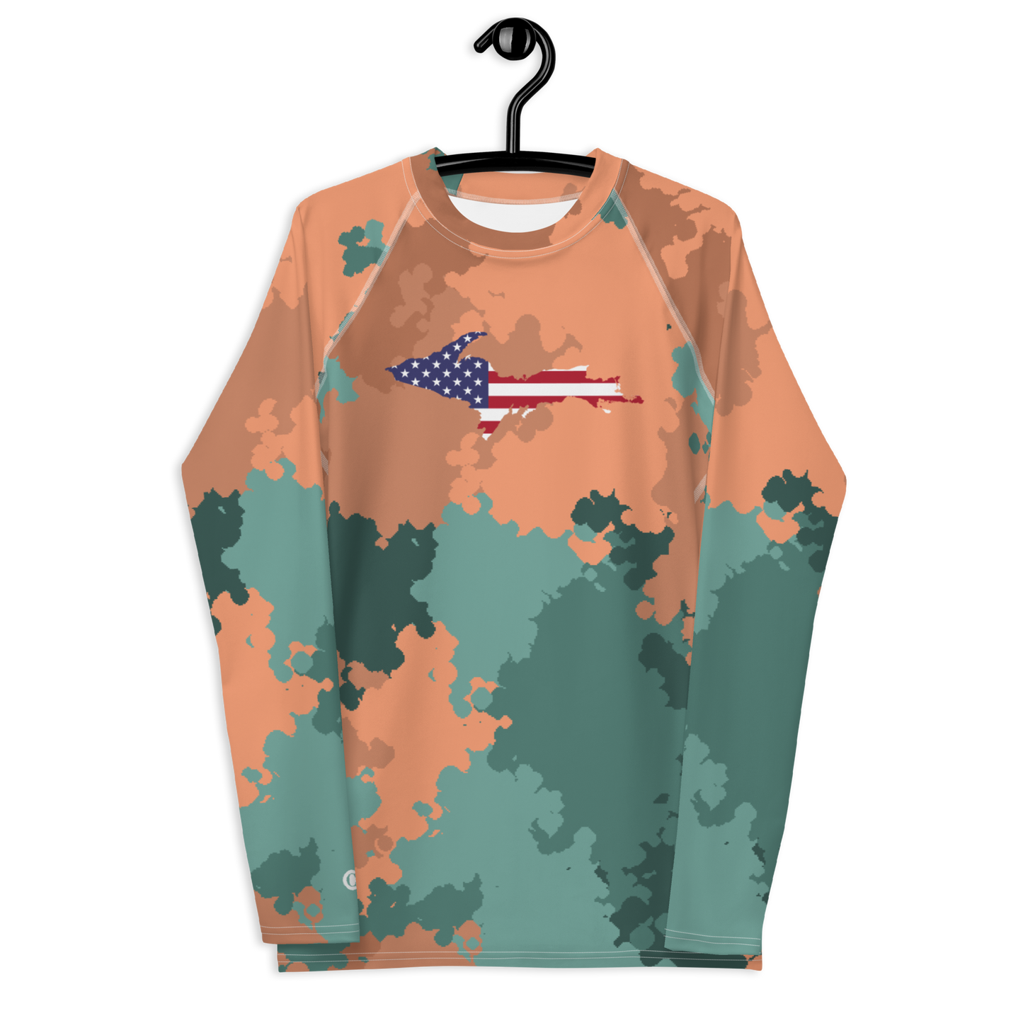 Michigan Upper Peninsula Rash Guard (w/ UP USA Flag) | Men's - Copper Country Camo