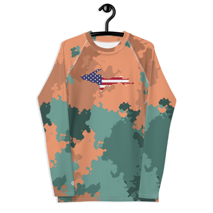 Michigan Upper Peninsula Rash Guard (w/ UP USA Flag) | Men's - Copper Country Camo