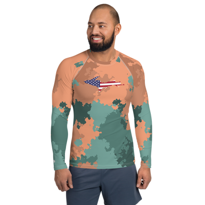 Michigan Upper Peninsula Rash Guard (w/ UP USA Flag) | Men's - Copper Country Camo