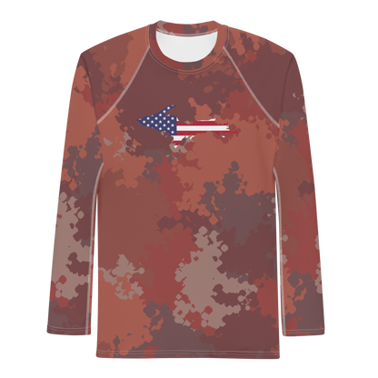 Michigan Upper Peninsula Rash Guard (w/ UP USA Flag) | Men's - Ore Dock Camo