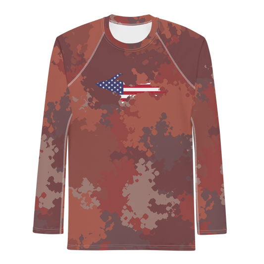 Michigan Upper Peninsula Rash Guard (w/ UP USA Flag) | Men's - Ore Dock Camo