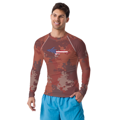 Michigan Upper Peninsula Rash Guard (w/ UP USA Flag) | Men's - Ore Dock Camo