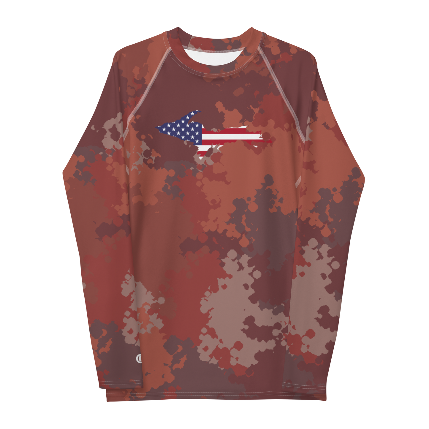 Michigan Upper Peninsula Rash Guard (w/ UP USA Flag) | Men's - Ore Dock Camo