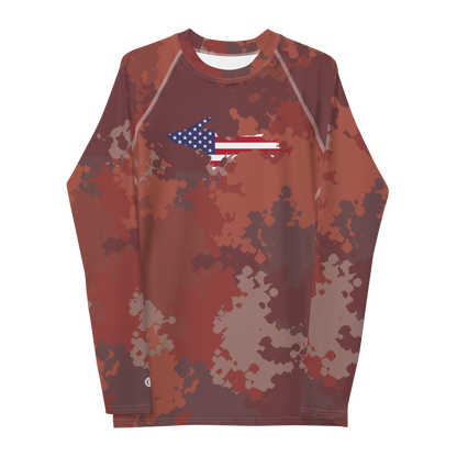 Michigan Upper Peninsula Rash Guard (w/ UP USA Flag) | Men's - Ore Dock Camo