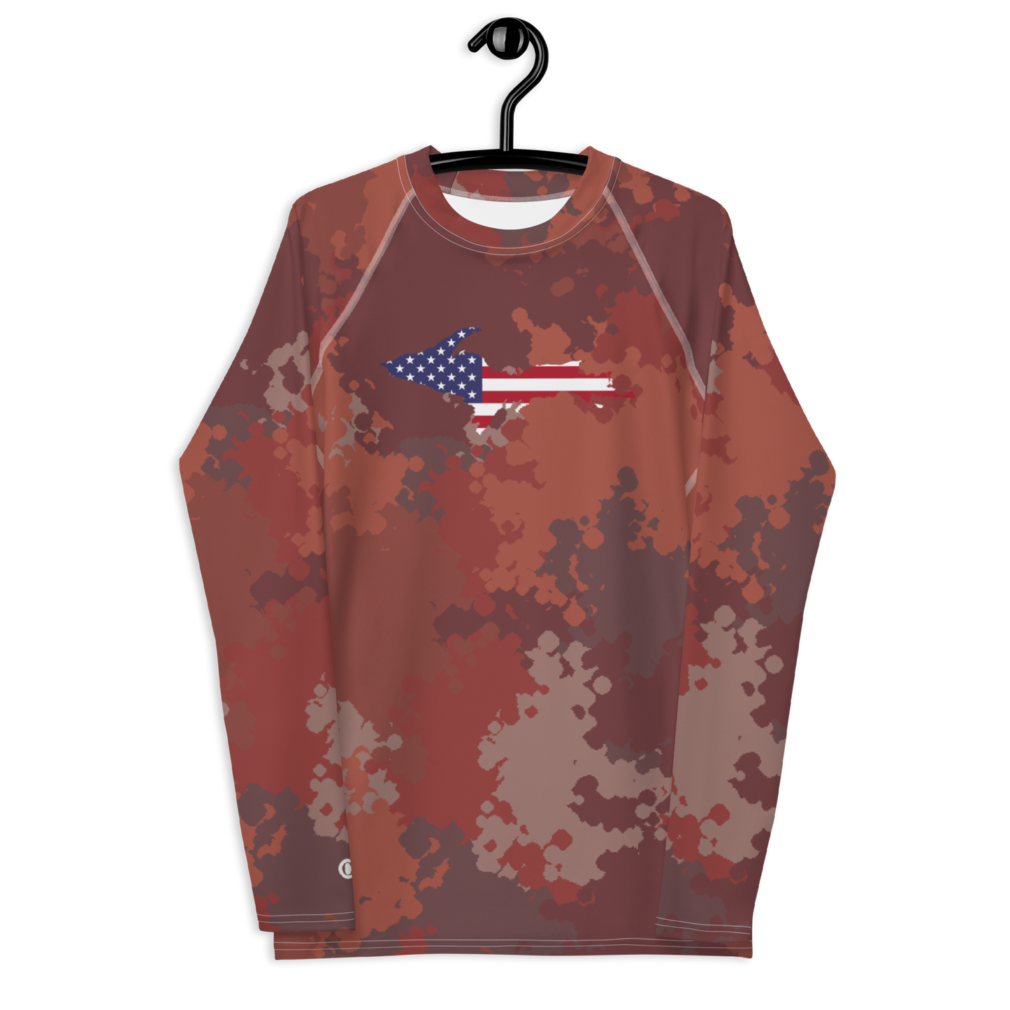 Michigan Upper Peninsula Rash Guard (w/ UP USA Flag) | Men's - Ore Dock Camo