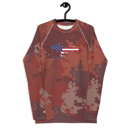 Michigan Upper Peninsula Rash Guard (w/ UP USA Flag) | Men's - Ore Dock Camo