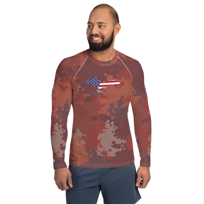 Michigan Upper Peninsula Rash Guard (w/ UP USA Flag) | Men's - Ore Dock Camo