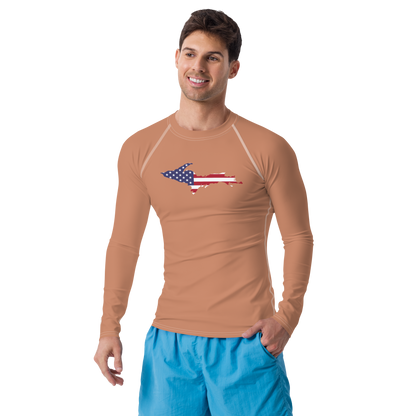 Michigan Upper Peninsula Rash Guard (w/ UP USA Flag) | Men's - Copper Color