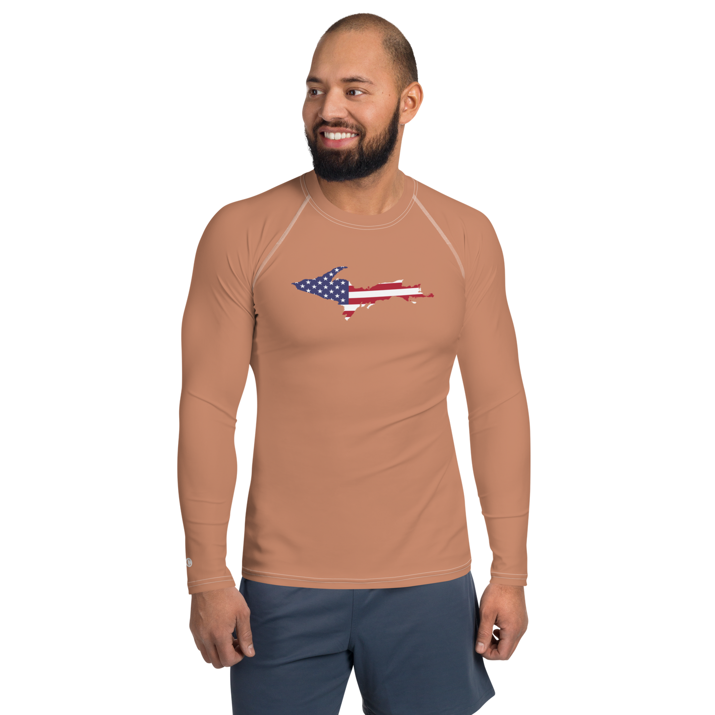 Michigan Upper Peninsula Rash Guard (w/ UP USA Flag) | Men's - Copper Color