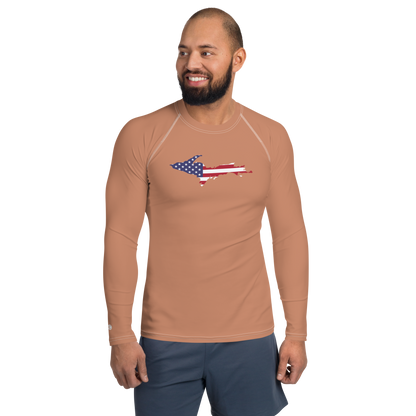 Michigan Upper Peninsula Rash Guard (w/ UP USA Flag) | Men's - Copper Color