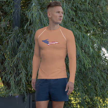 Michigan Upper Peninsula Rash Guard (w/ UP USA Flag) | Men's - Copper Color