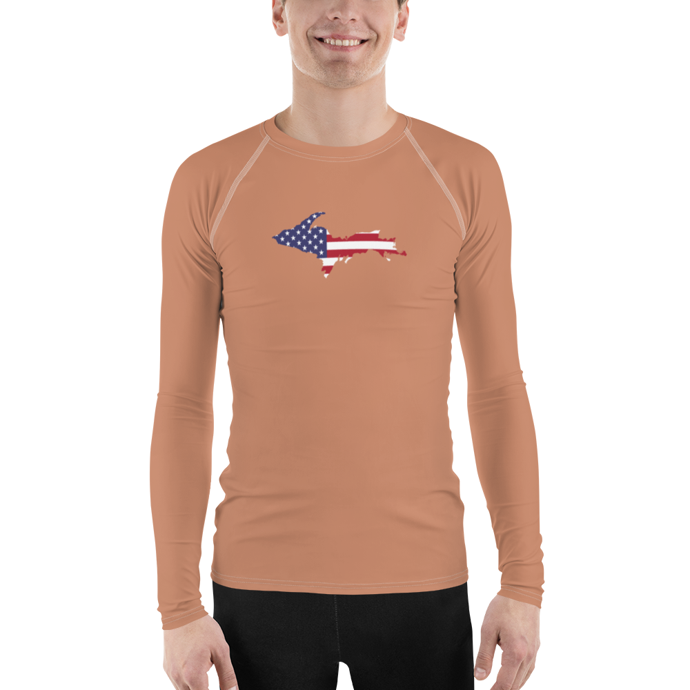 Michigan Upper Peninsula Rash Guard (w/ UP USA Flag) | Men's - Copper Color