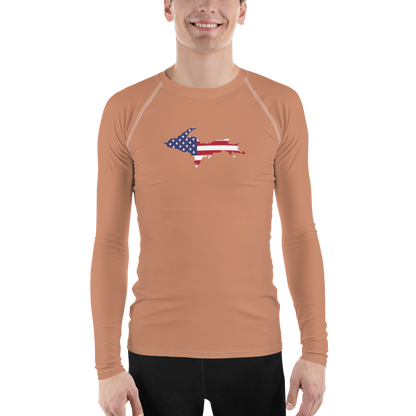 Michigan Upper Peninsula Rash Guard (w/ UP USA Flag) | Men's - Copper Color