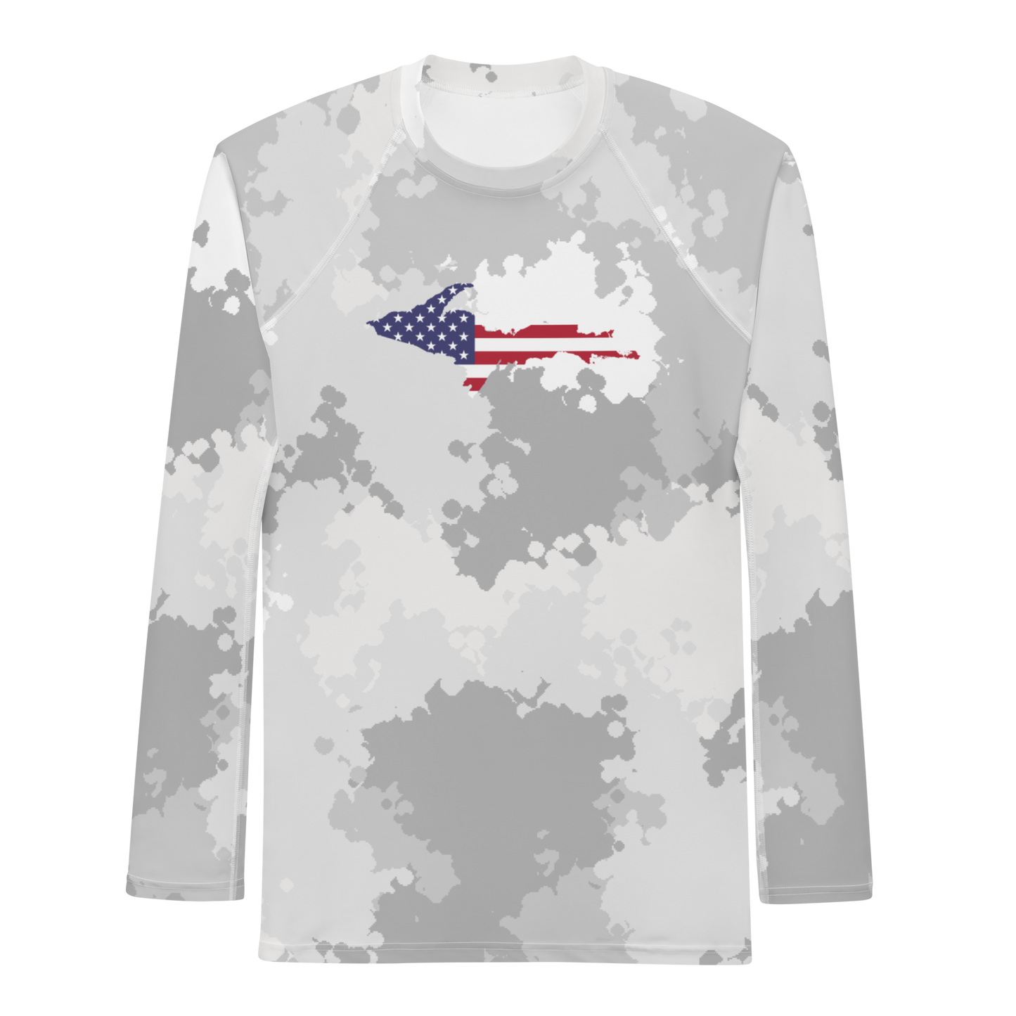 Michigan Upper Peninsula Rash Guard (w/ UP USA Flag) | Men's - Snow Camo