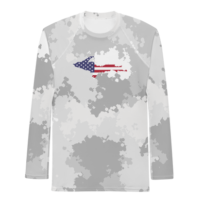 Michigan Upper Peninsula Rash Guard (w/ UP USA Flag) | Men's - Snow Camo