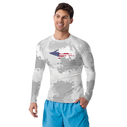 Michigan Upper Peninsula Rash Guard (w/ UP USA Flag) | Men's - Snow Camo