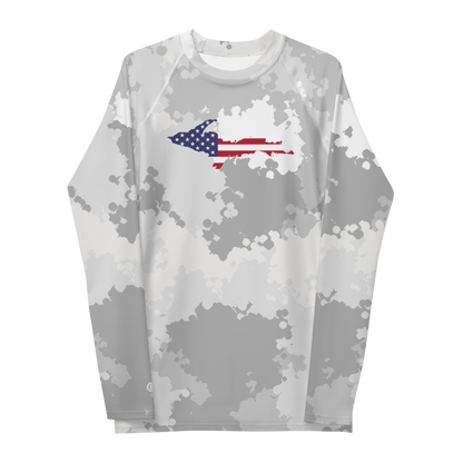 Michigan Upper Peninsula Rash Guard (w/ UP USA Flag) | Men's - Snow Camo