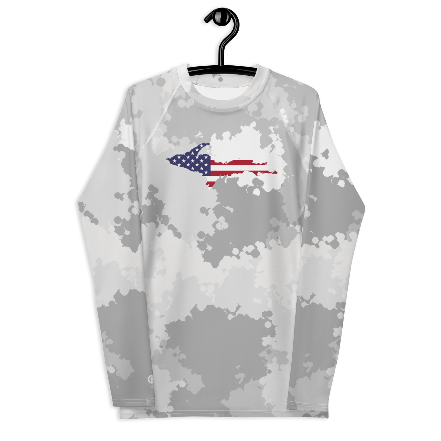 Michigan Upper Peninsula Rash Guard (w/ UP USA Flag) | Men's - Snow Camo