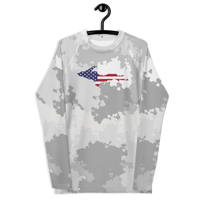 Michigan Upper Peninsula Rash Guard (w/ UP USA Flag) | Men's - Snow Camo