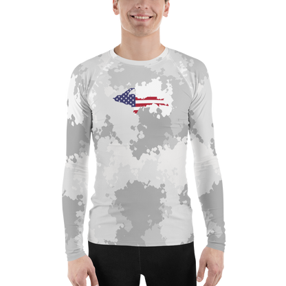 Michigan Upper Peninsula Rash Guard (w/ UP USA Flag) | Men's - Snow Camo