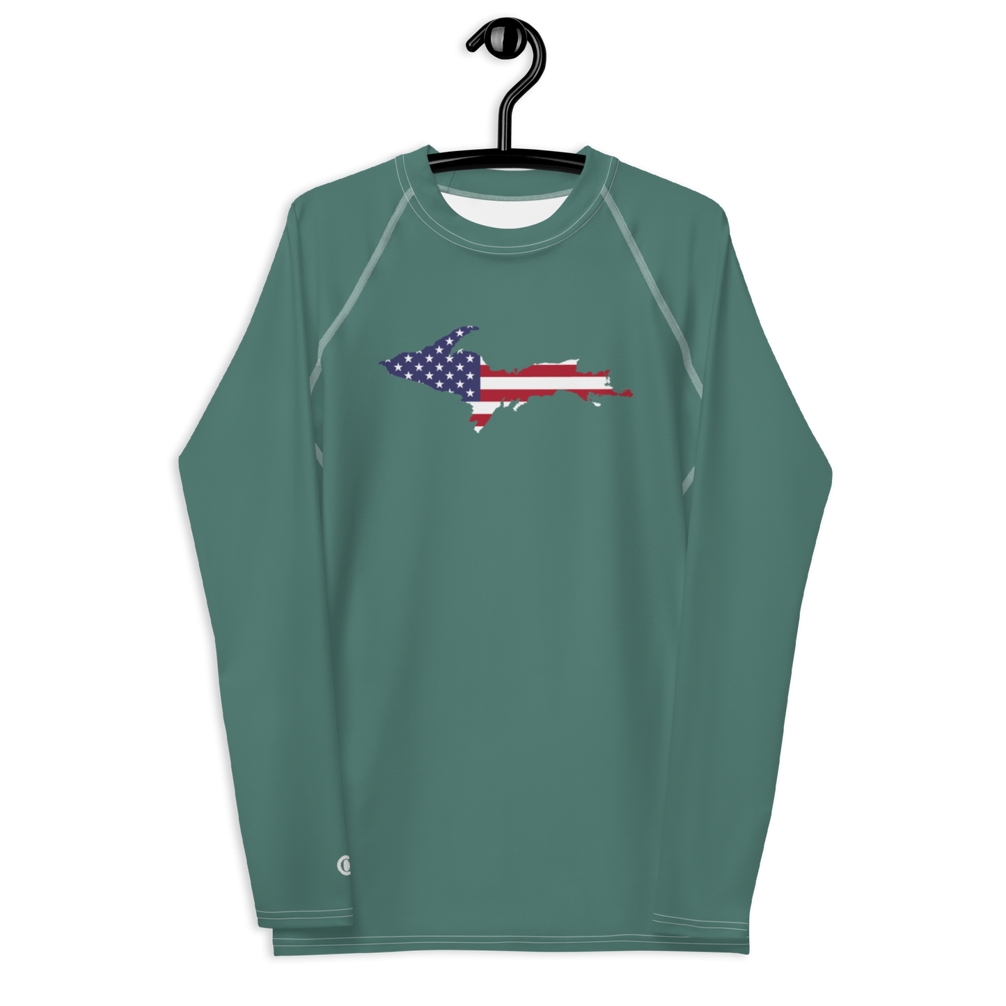 Michigan Upper Peninsula Rash Guard (w/ UP USA Flag) | Men's - Copper Green