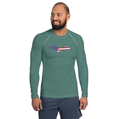 Michigan Upper Peninsula Rash Guard (w/ UP USA Flag) | Men's - Copper Green