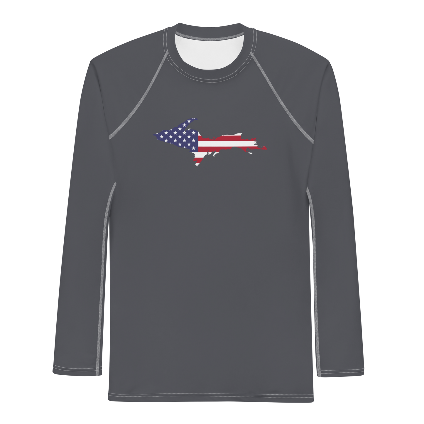 Michigan Upper Peninsula Rash Guard (w/ UP USA Flag) | Men's - Iron Ore Grey