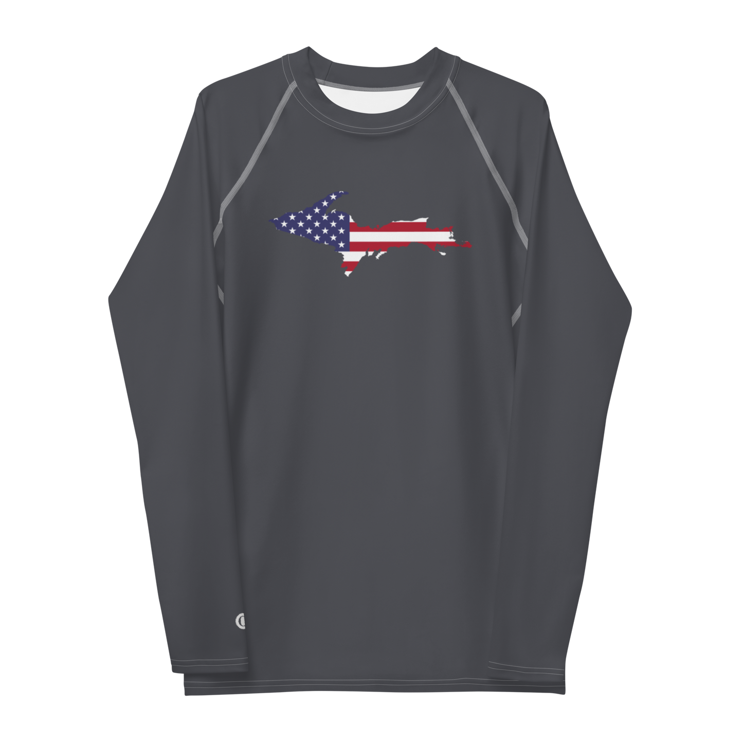 Michigan Upper Peninsula Rash Guard (w/ UP USA Flag) | Men's - Iron Ore Grey