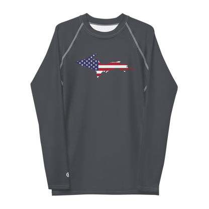 Michigan Upper Peninsula Rash Guard (w/ UP USA Flag) | Men's - Iron Ore Grey