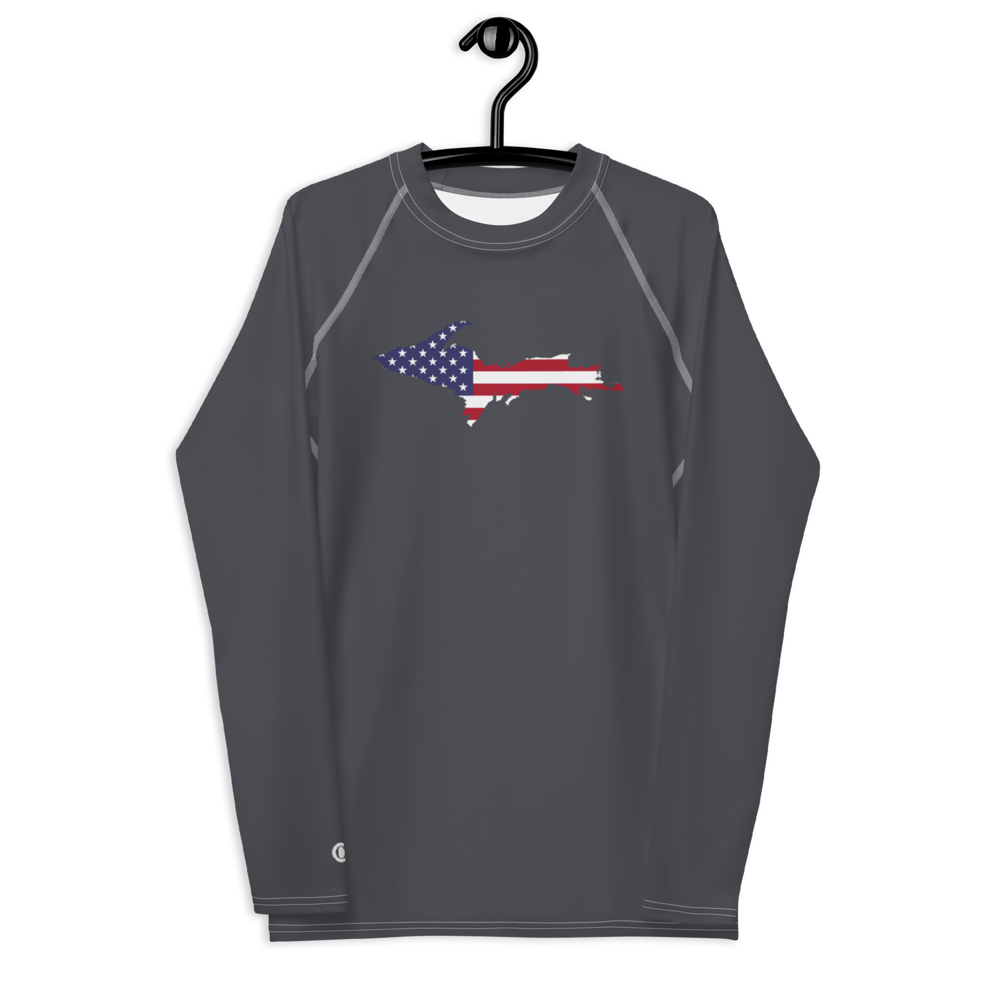 Michigan Upper Peninsula Rash Guard (w/ UP USA Flag) | Men's - Iron Ore Grey