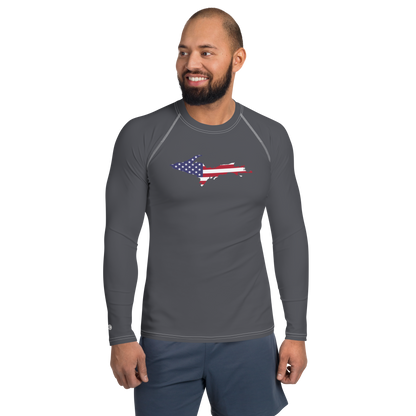 Michigan Upper Peninsula Rash Guard (w/ UP USA Flag) | Men's - Iron Ore Grey