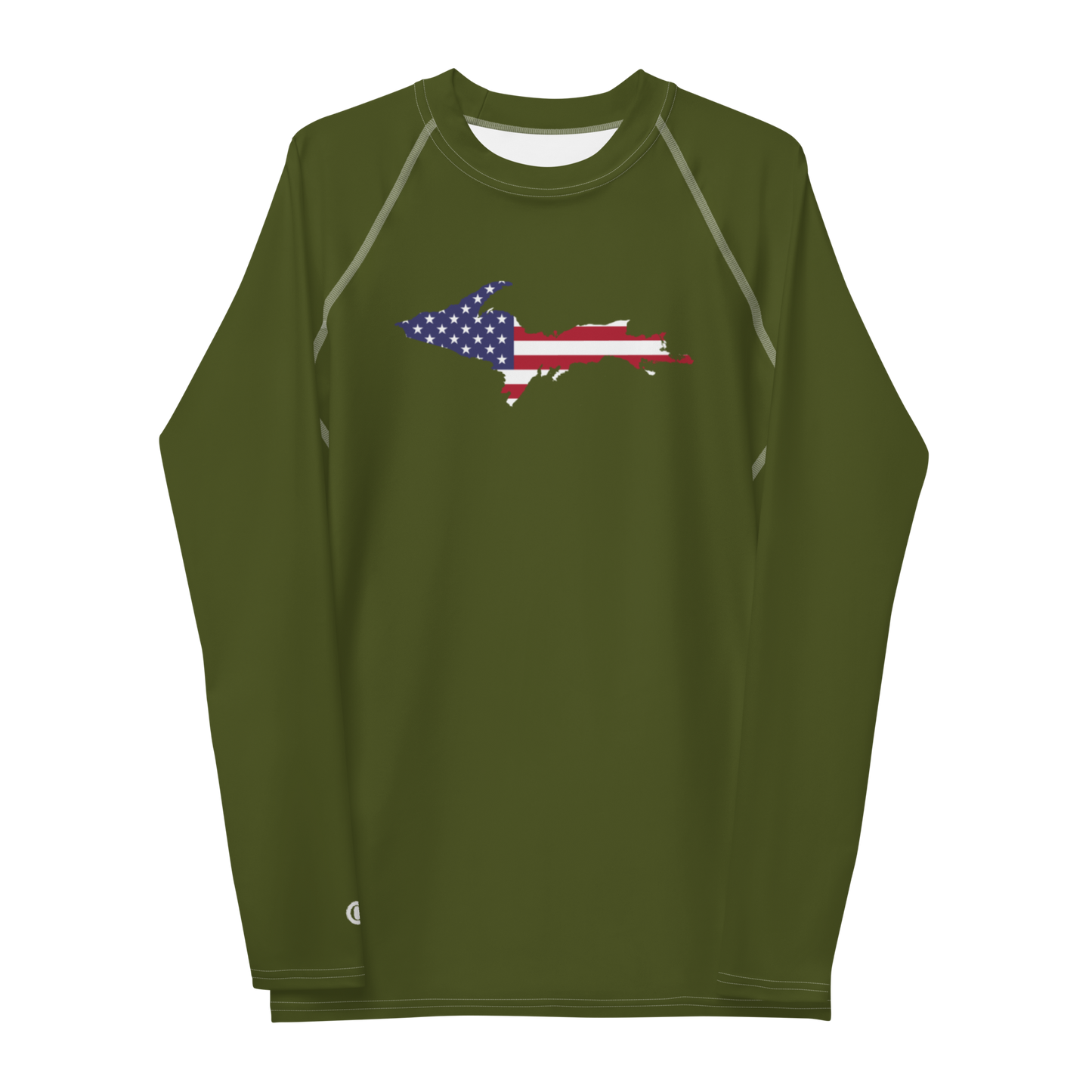 Michigan Upper Peninsula Rash Guard (w/ UP USA Flag) | Men's - Army Green