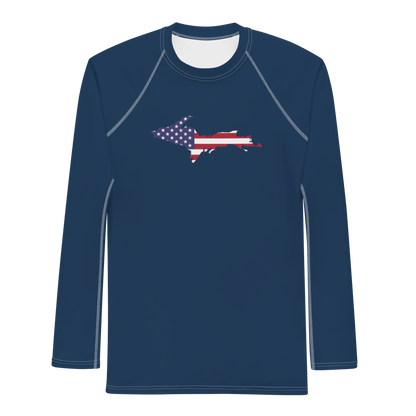 Michigan Upper Peninsula Rash Guard (w/ UP USA Flag) | Men's - Navy