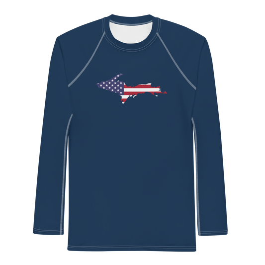 Michigan Upper Peninsula Rash Guard (w/ UP USA Flag) | Men's - Navy