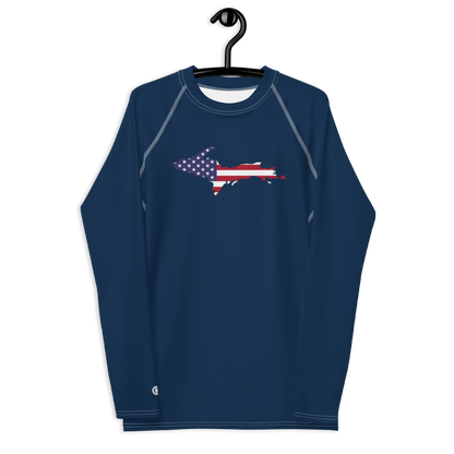 Michigan Upper Peninsula Rash Guard (w/ UP USA Flag) | Men's - Navy