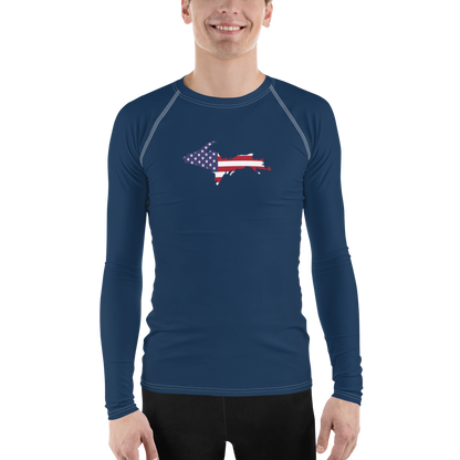 Michigan Upper Peninsula Rash Guard (w/ UP USA Flag) | Men's - Navy