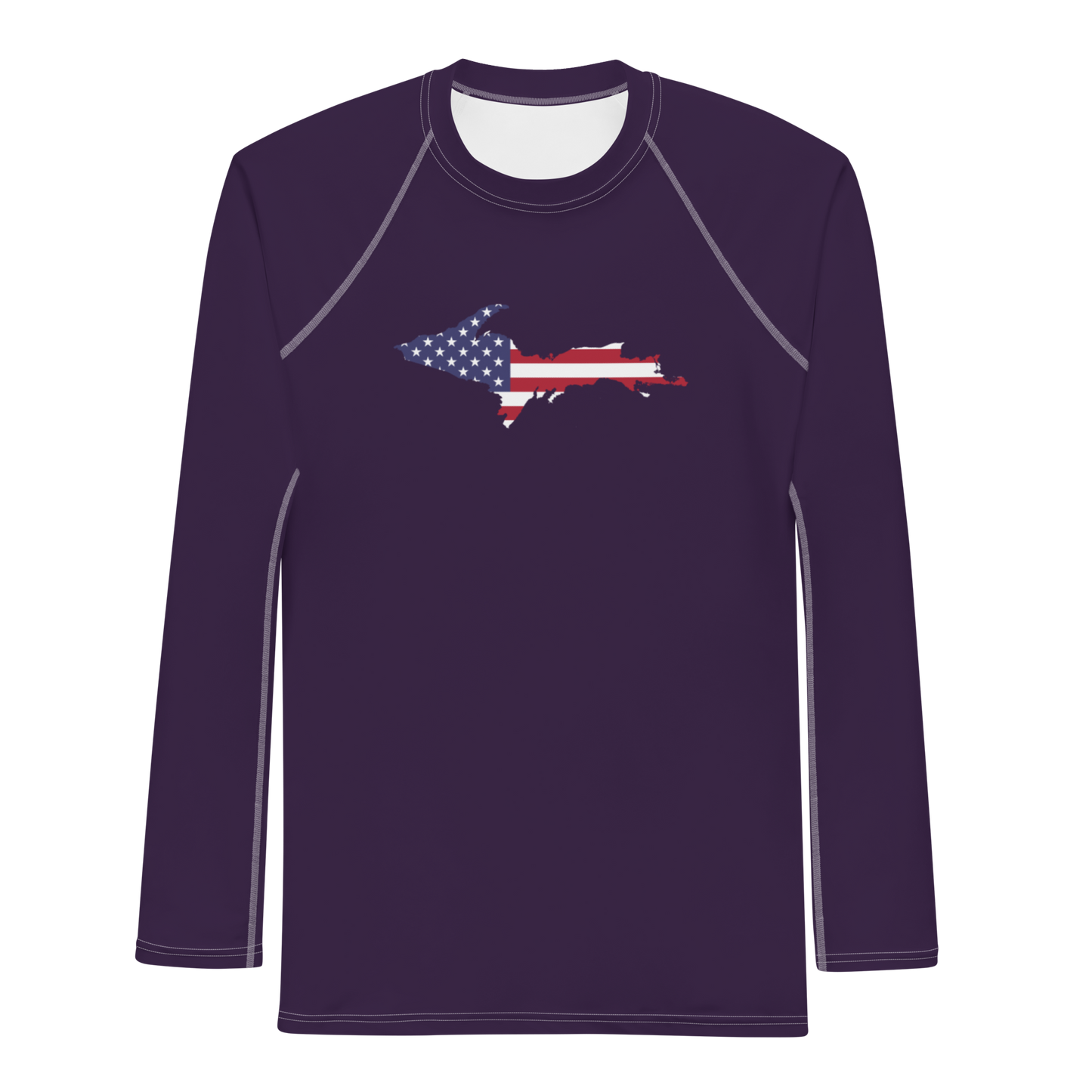 Michigan Upper Peninsula Rash Guard (w/ UP USA Flag) | Men's - Blackcurrant