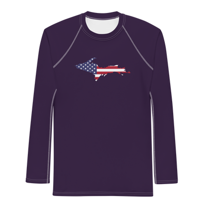 Michigan Upper Peninsula Rash Guard (w/ UP USA Flag) | Men's - Blackcurrant